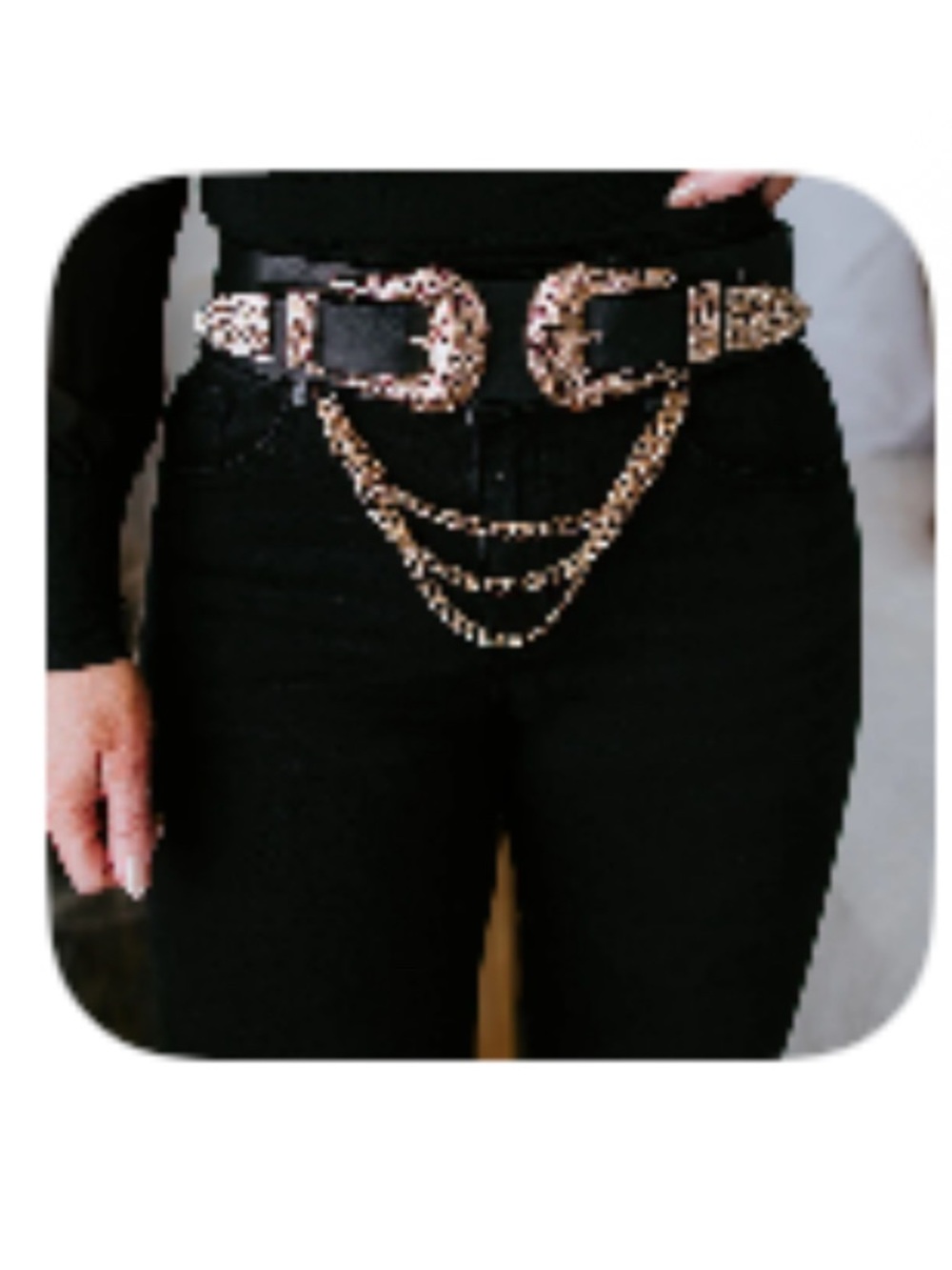 Gold Western Chain-Accent Belt for Women